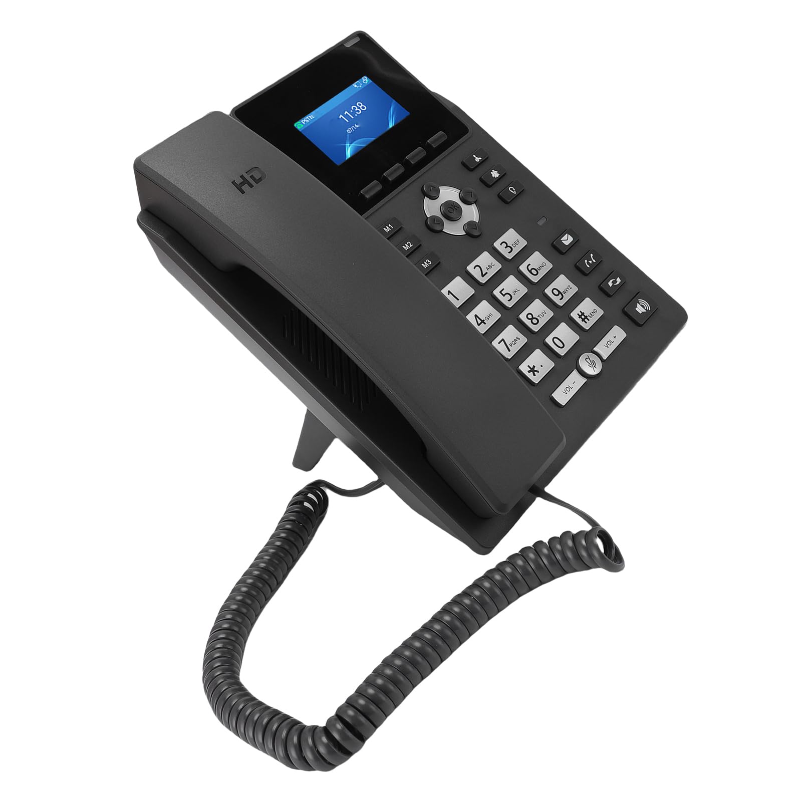 Ejoyous Telefon Biurowy IP z Kablem, 2,4-calowy Kolorowy Wyświetlacz LCD, 2 Linie SIP