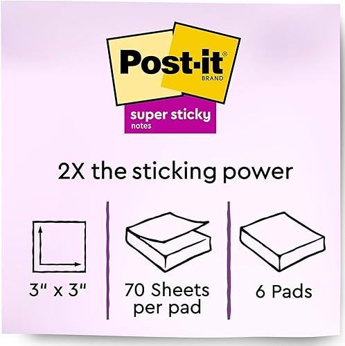 Miniatura 3 de Post-it Notas súper adhesivas, 3 x 3 pulgadas, colección Wanderlust, 70 hojasbloc, 6 blocs por paquete (6546SSNRP)