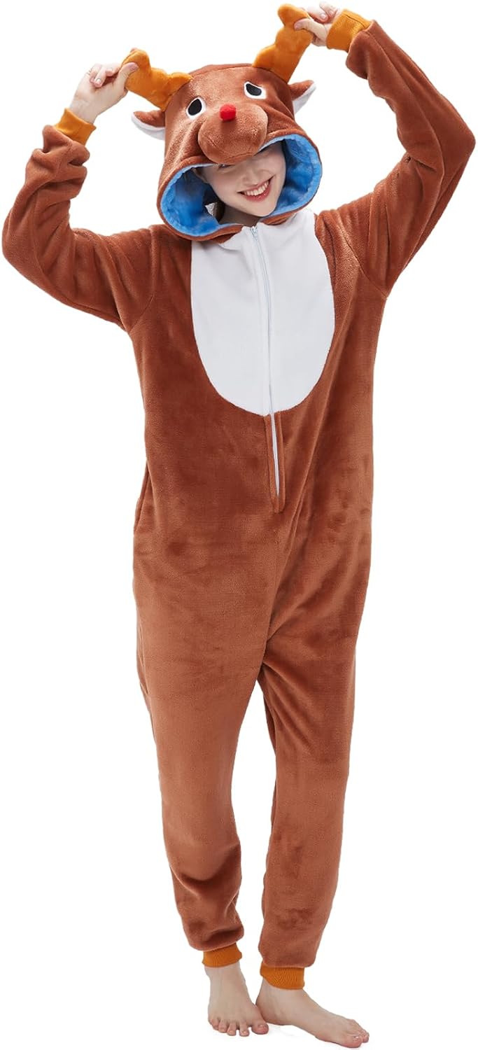 SWEETXIN Adult Unisex Onesie Pajamas Halloween Christmas Cosplay Costume Suit for Women and Men