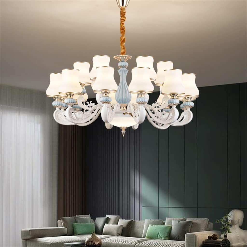 European Style Zinc Alloy Chandelier Ceramic Atmosphere Living Room Bedroom Dining Room Simple European Style
