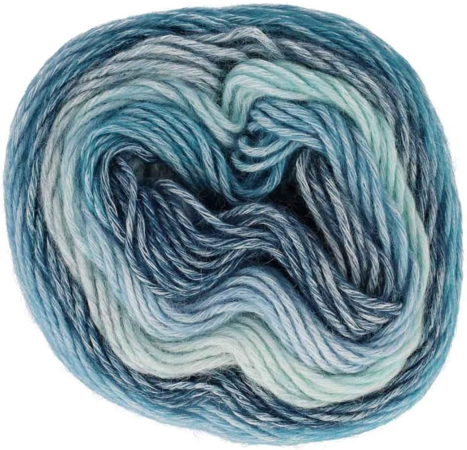 Scheepjes Stone Washed Flow Yarn, 65 g, Color 05 Calm, Cotton/Acrylic Blend, Blue/Beige
