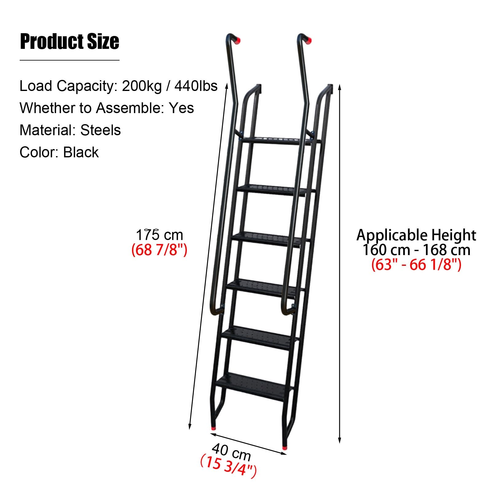 Escalera de escape de emergencia con pasamanos para colgar en la pared en pozos de ventanas, garajes, techos, lofts