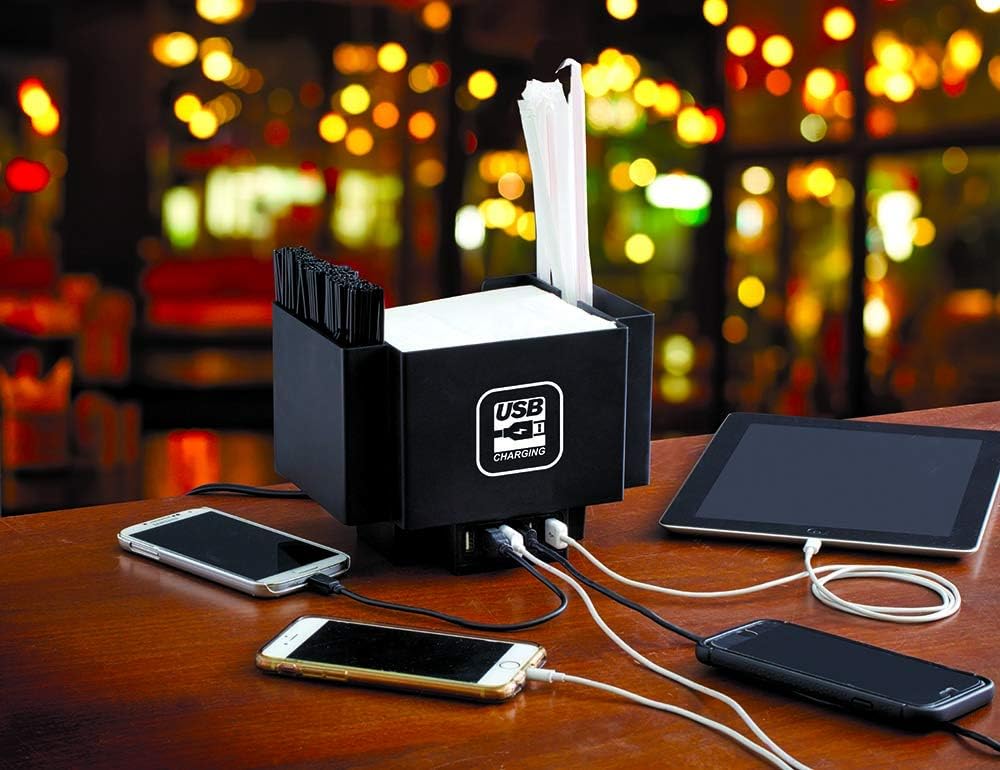 Review Discount Chef-Master 90029 Countertop USB Charging Station, 6 x 8 x 6, 120V, Black Plastic, Bar Caddy with Six USB Charging Ports