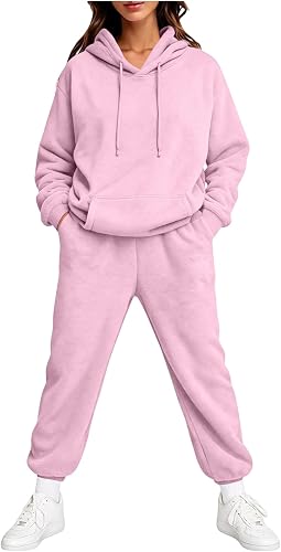 Shiketong Women's 2 Piece Matching Hooded Lounge Set Sweatsuits