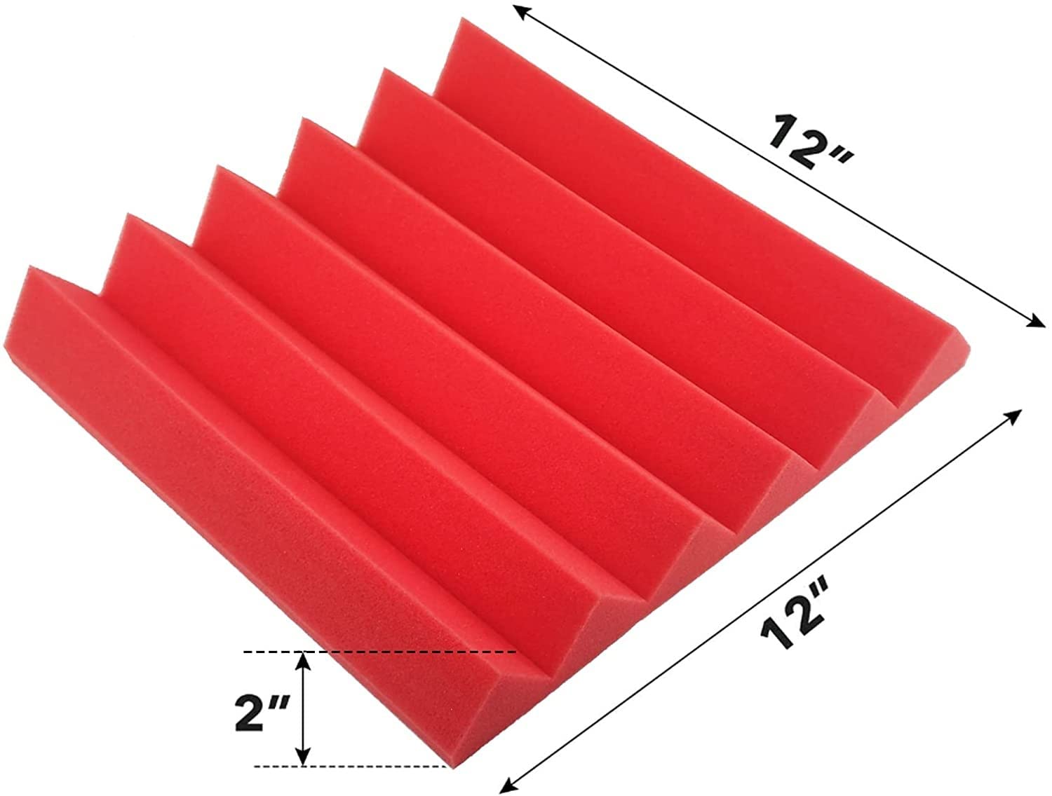 JBER 24 Pack Red and Charcoal Acoustic Panels Studio Foam Wedges Fireproof Soundproof Padding Black Wall Panels 5 X 30 X 30 cm(RedBlack)