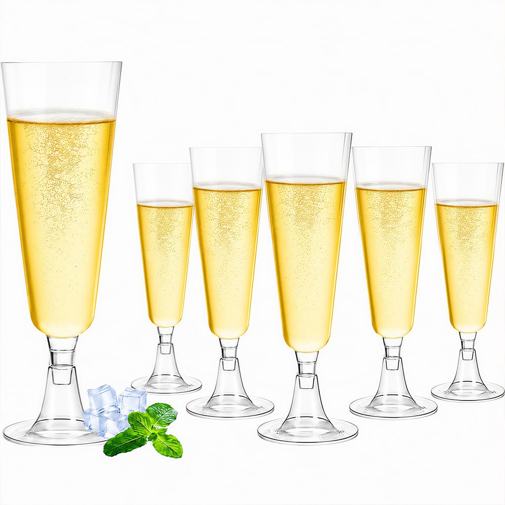 Kozdtiz Sektgläser Plastik, Sektgläser Kunststoff, 150ml Mehrweg Plastik Champagnergläse für Garten Hochzeitstag Duschen Partys Transparent
