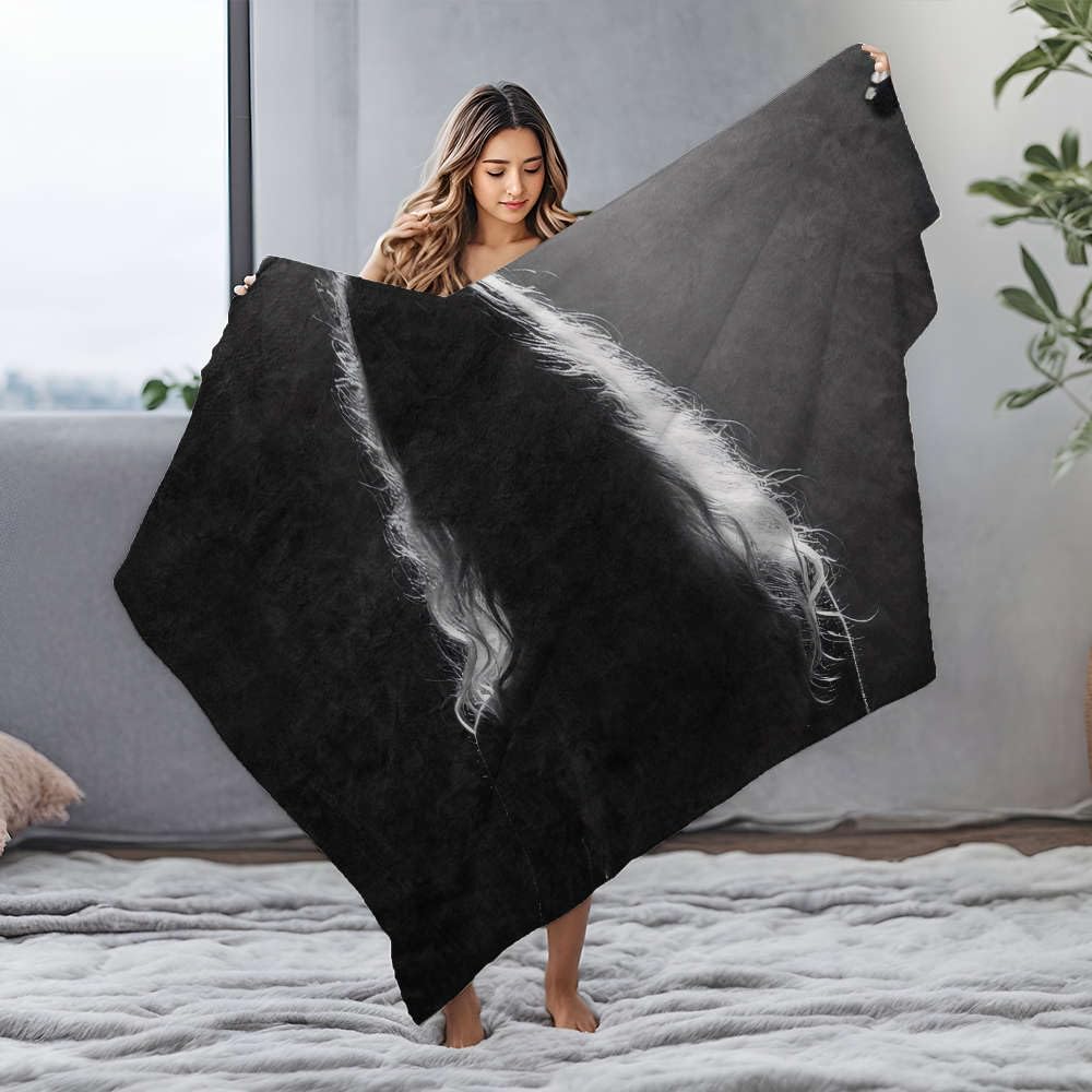 Couverture polaire flanelle silhouette cheveux longs pour contrer le froid avec sac Pâques