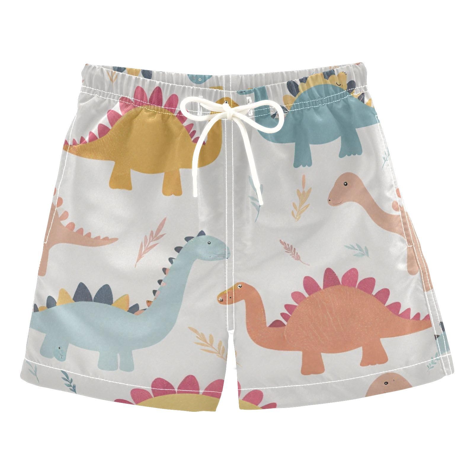 YANENDIE Boy Swim Trunks Cute Dinosaurs Summer Beach Quick Dry Swimsuit Bathing Suit, 2-8T