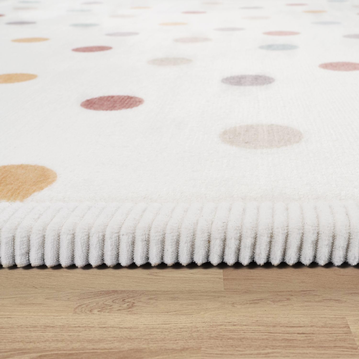 TT Home Alfombra Habitación Infantil De Juego Bebe Lunares Lavable Antideslizante Felpa, Color:AzulAmarilloCrema, Tamaño:140x200 cm