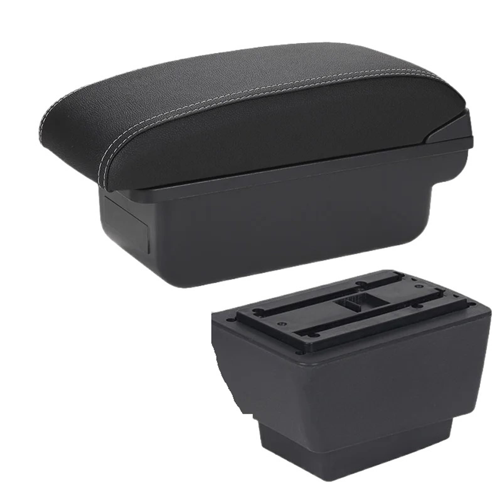 NOKRGQW Car Armrest Box For Skoda For Fabia 3 III 2015-2021 Car Armrest Retrofit Parts Storage Box Car Accessorie(C3 Black white NOUSB)