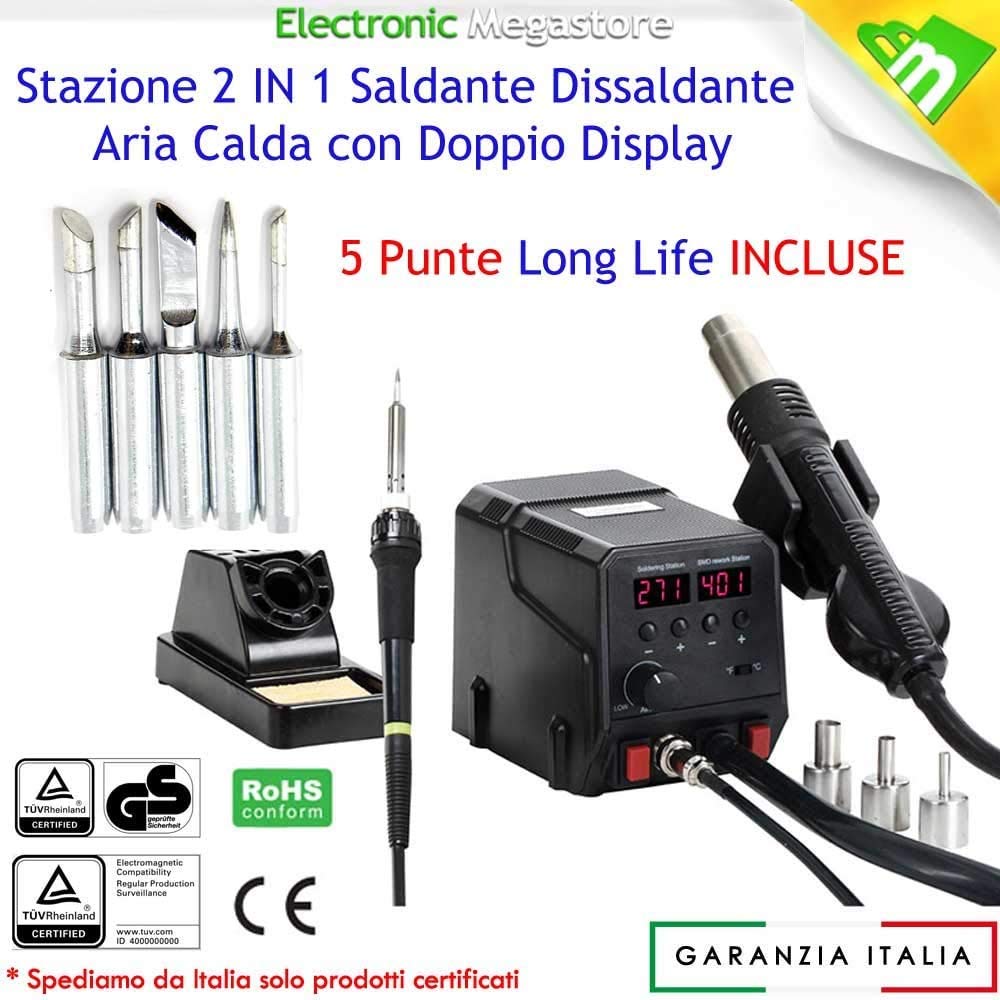 STAZIONE SALDANTE 8786 D 2 IN 1 ARIA CALDA PIÙ 5 PUNTE LONG LIFE MARCA ANFEL ZD-8922