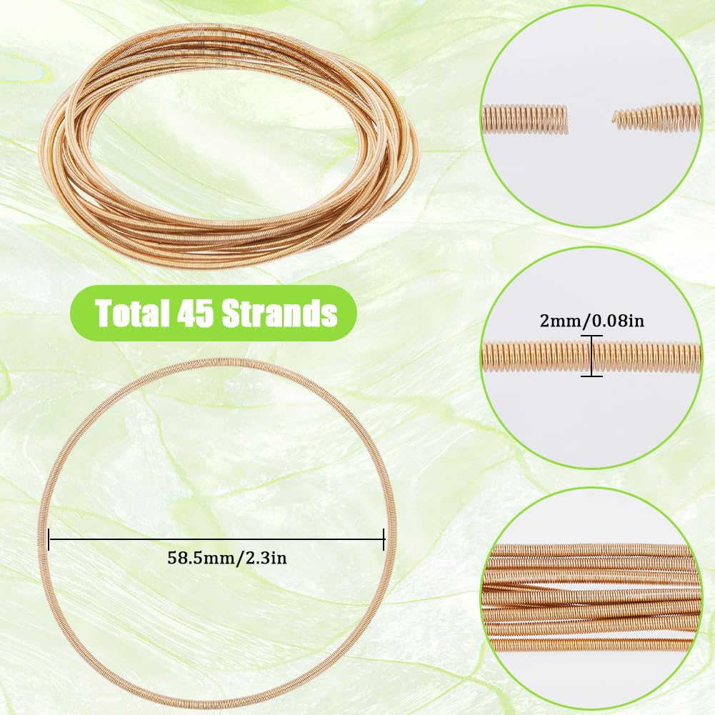 SUNNYCLUE 1 Box 45Pcs Guitar String Bracelet Spring Bracelet Wire Gold Stackable Summer 2-1/4 Inch Steel Screw Openable Memory Wires Loops for Jewellery Making Bracelets Supplies DIY Women Craft Decor - Image 2