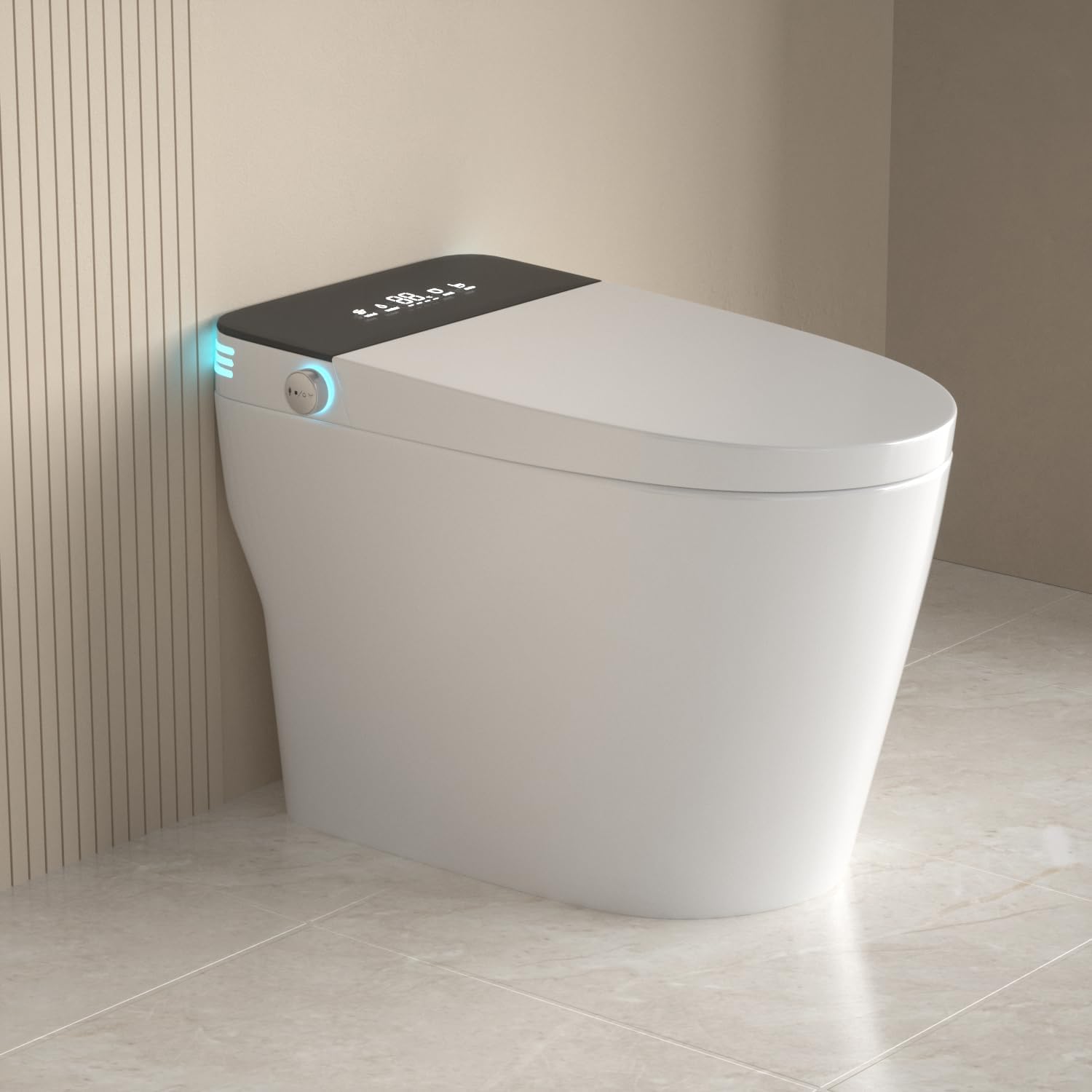 Elongated Smart Toilet with Built in Bidet, Heated Seat,Smart Toilets Bidet Seat 1.28 GPF, Tankless Design, Automatic Flush, Foot Sensor and Air Drying, One Piece Toilet Bidet for Modern Bathrooms
