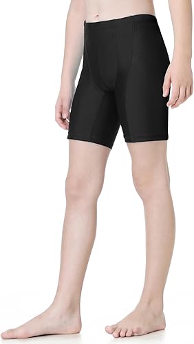 Miniatura 5 de EXARUS Camisetas de natación de manga corta para niños y jóvenes, ligeras, de secado rápido, UPF 50+ con bolsillo trasero con cremallera