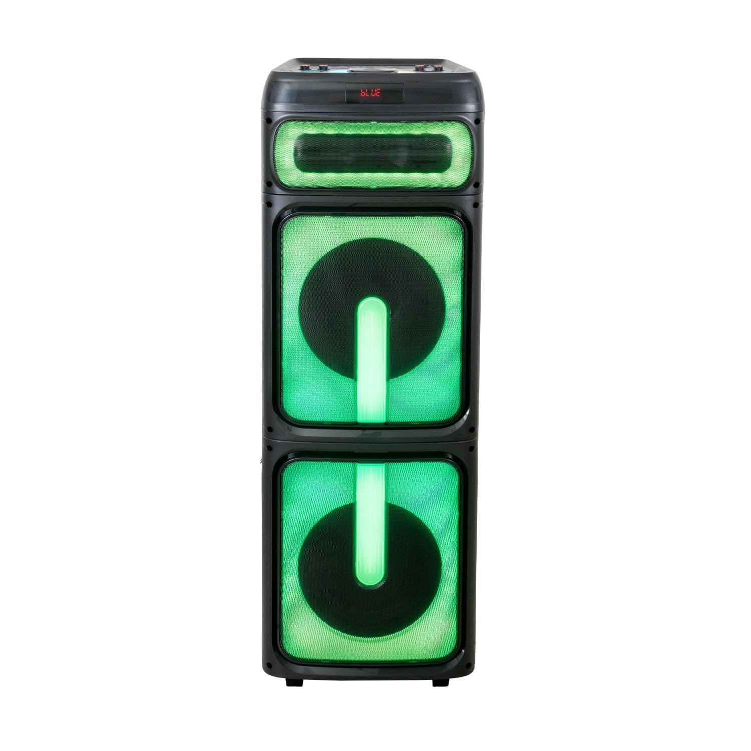 Ibiza STUPDJ1400 Aktiver Lautsprecher 1400W – Bluetooth, USB, TWS, LED-Lichteffekte, DJ & Karaoke Box mit Mikrofon, Aufnahmefunktion & Rollen