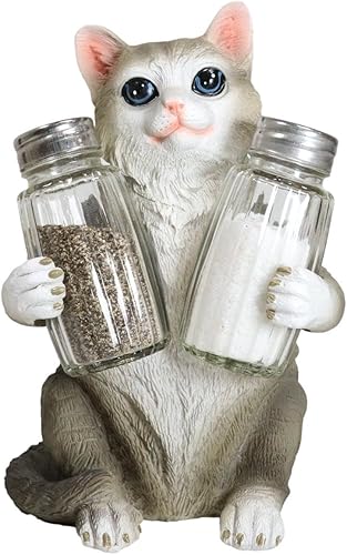 Miniatura 10 de Ebros Gift Gatito felino peludo de cristal para salero y pimentero, figura de 8.25 pulgadas de alto, loco para gatos, gatito, decoración de mascotas