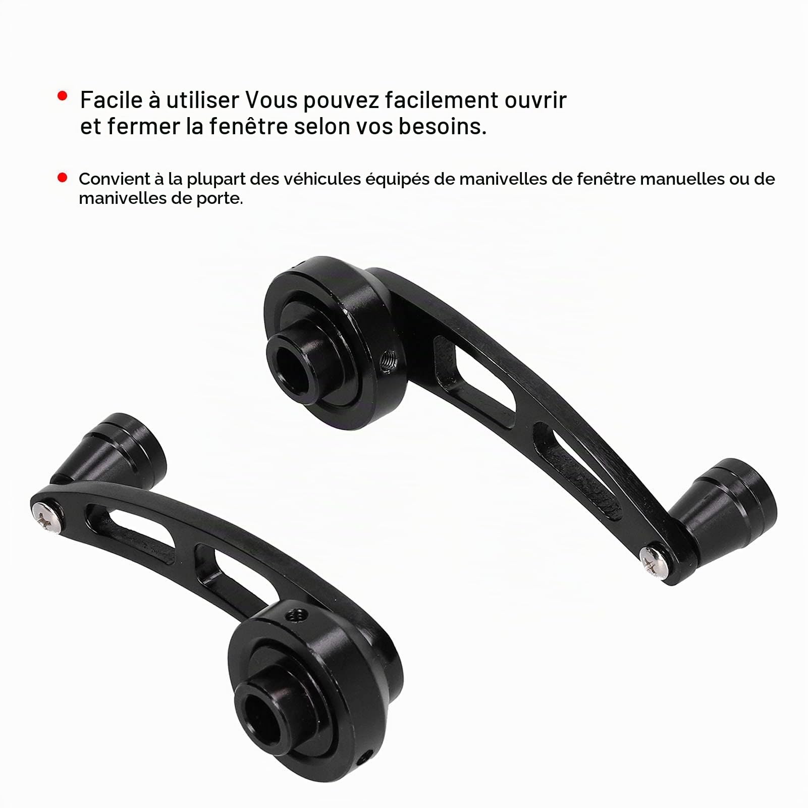 Manivelle de fenêtre de voiture, fenêtre de voiture en alliage d'aluminium, manivelle de porte manuelle universelle, lève-vitre à manivelle universelle pour la plupart des véhicules pour