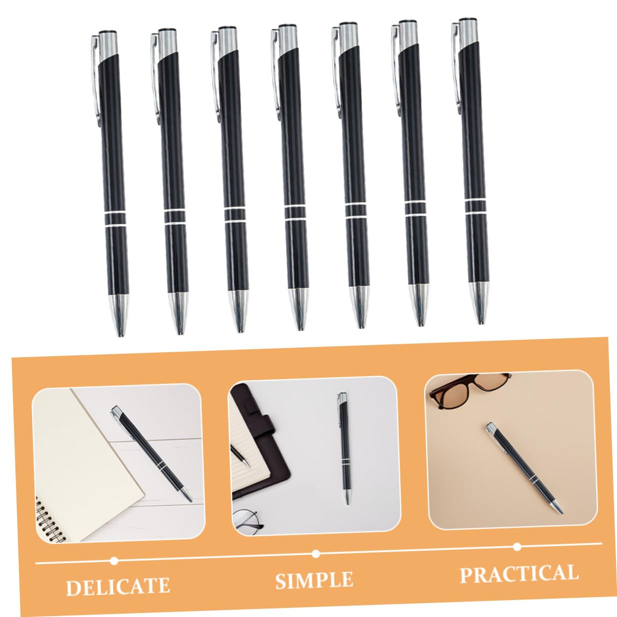 48 Pezzi Penna a Sfera in Metallo Nera Design Elegante e Resistente, Versatile per Uso Ufficio e Scuola, per Adulti e Studenti