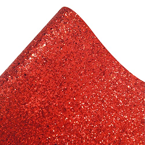 Image of Sparkly Red Chunky Glitter Fabric Roll 12 x 52 inch Shiny Solid Color Christmas Faux Leather for Cricut Bows Earrings Key Chains (17032#5)