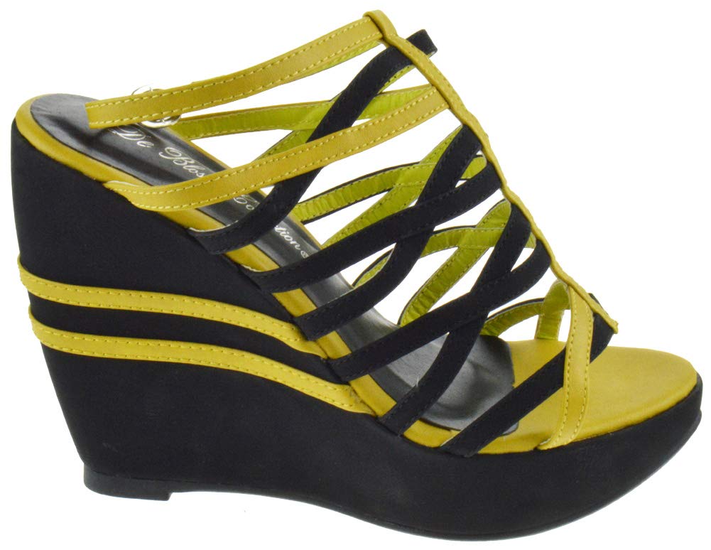 DeBlossom Whitney 16 Womens Open Toe Strappy Slingback Wedge Platform Dress Sandals