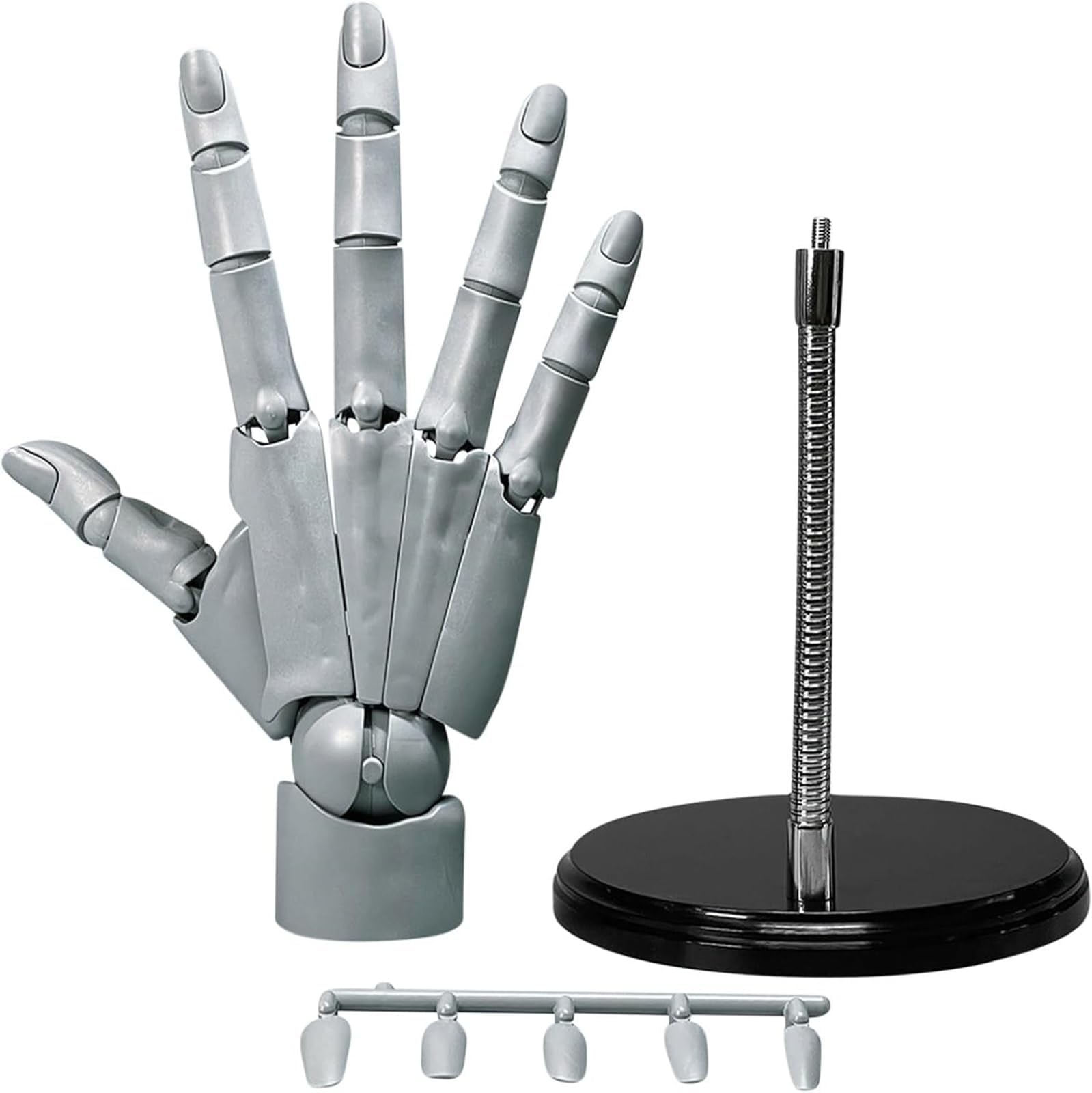 1:1 Flexible Right Hand Model,Moveable Artists Manikin Hand Figure,Replica Hand Model for Drawing,Display,Sketching,Painting,Sculpture for Home Office Desk Decoration (Gray)