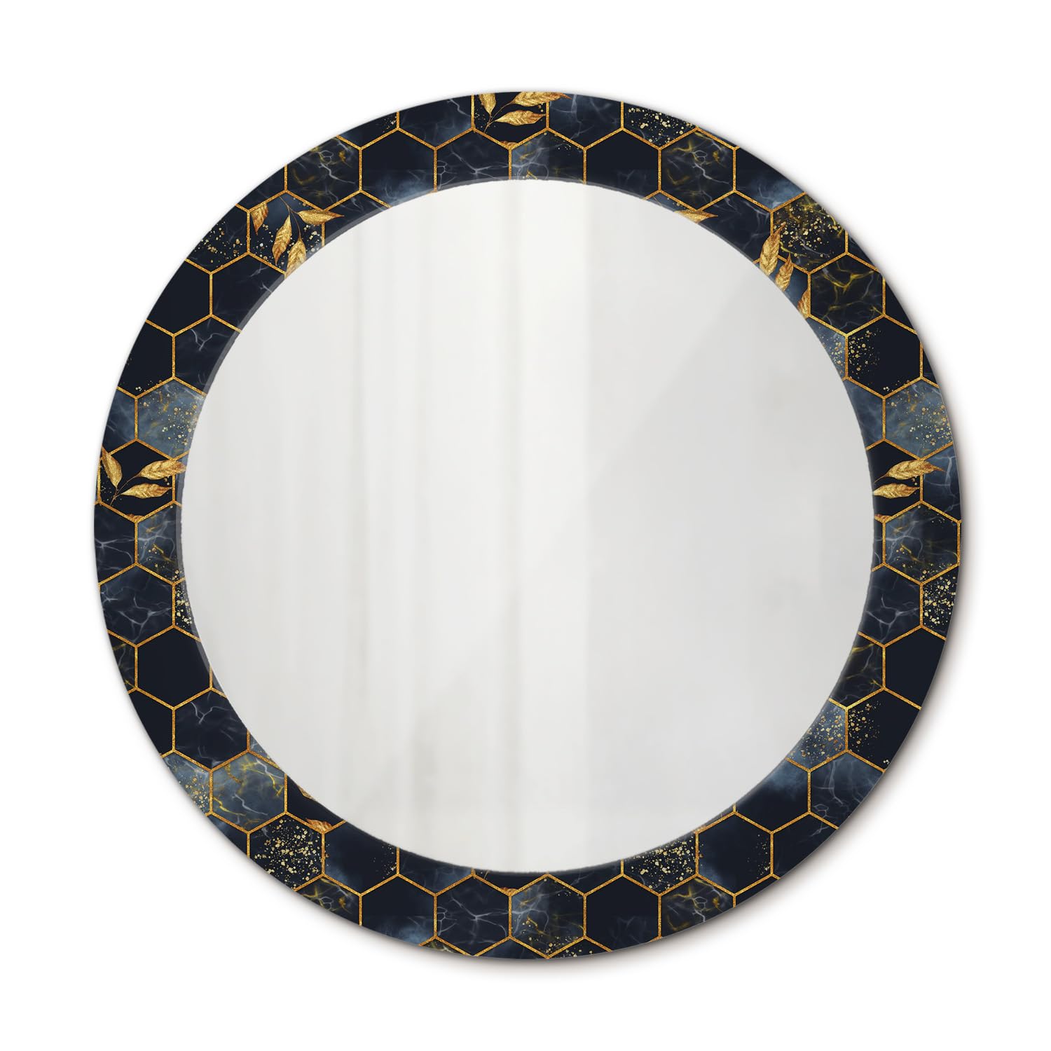 Miroir salle de bain rond 70cm effet marbre pour sublimer votre rituel matinal
