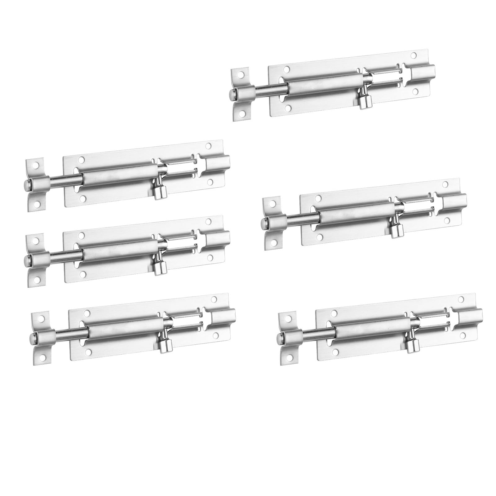 Kalttoy 304 Small Square 6Pcs Stainless Steel Door Sliding Bolts Latches Hasp Heavy Duty Garden Shed Sliding For Fence/Wood/Barn Door Gate Toilet