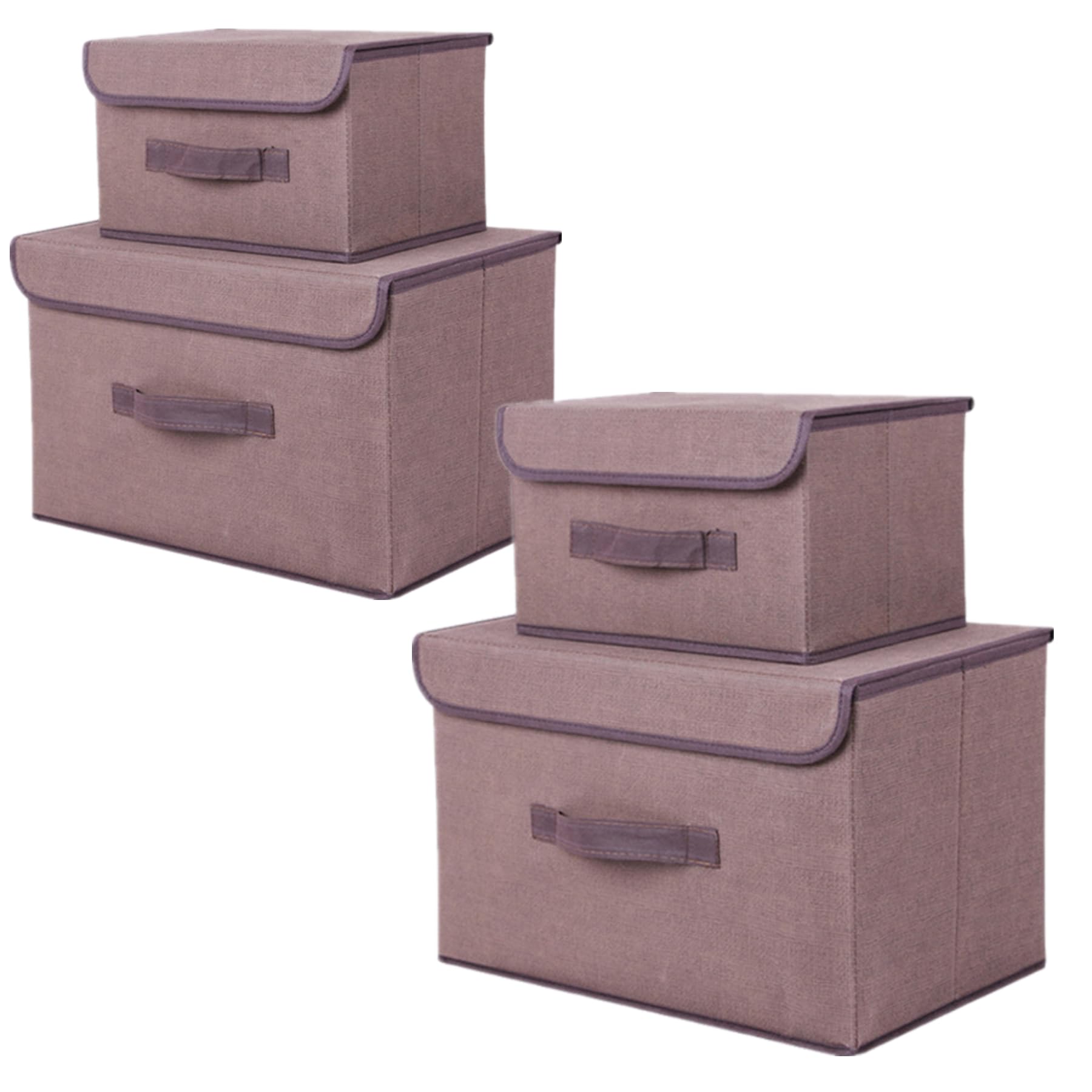 Caja Almacenaje con Tapa,Cajas de Almacenaje Ropa,Caixas Arrumação Caja con Tapa,Caja de Almacenamiento Plegable con Tapa para Guardar Ropa (4pack:26cm/2pack+36cm/2pack, Café)