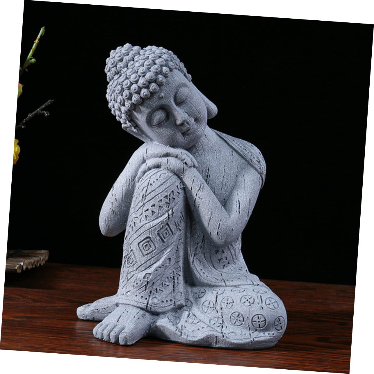 Statue de Bouddha Simple Décoration Intérieure en Résine pour Bureau