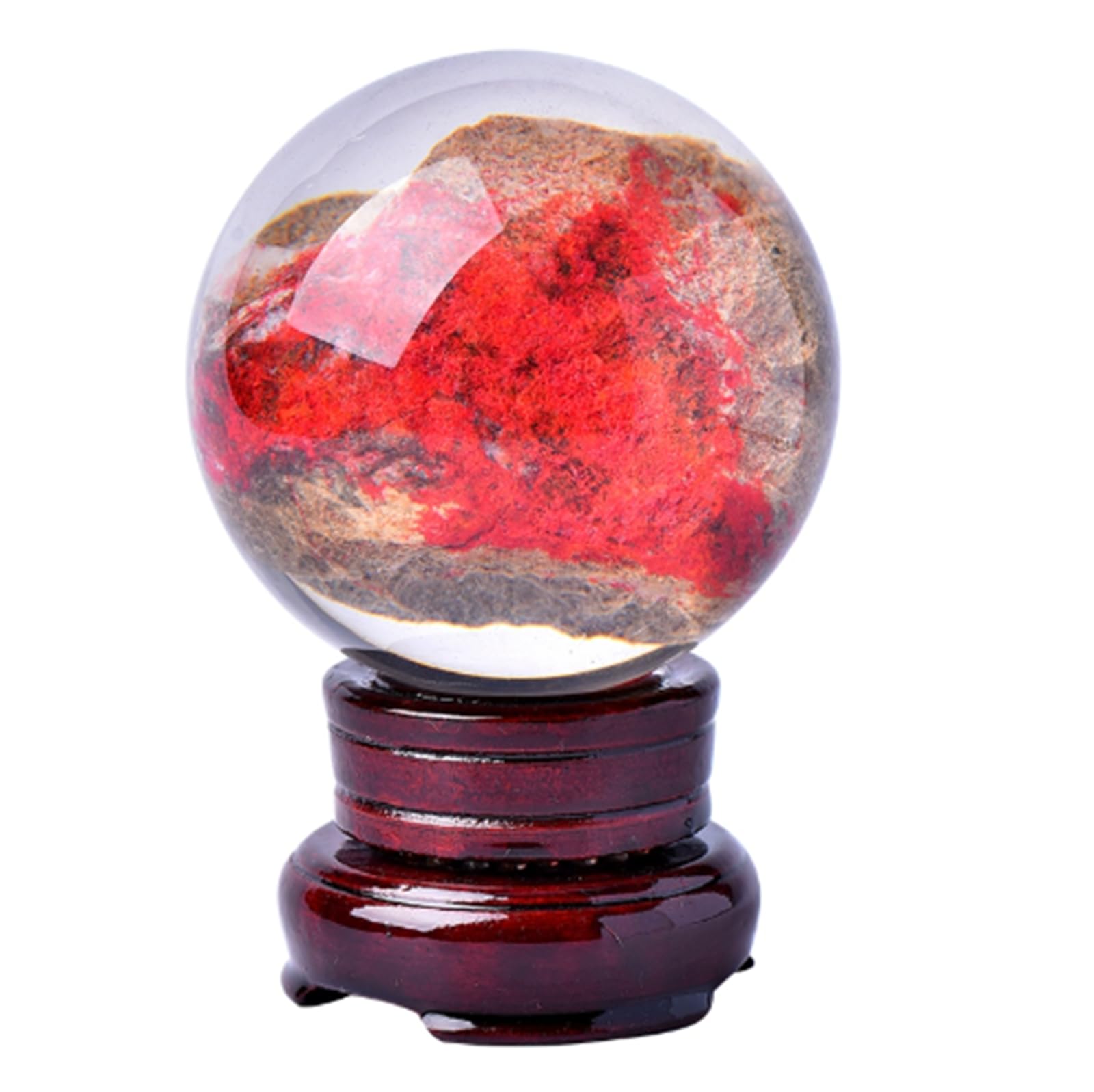 AARTERZZA Ore Cinnabar Sphere Feng Shui Ball,Wealth, Protection & Luck Orb for Art Home Office Desk Living Room Decor, Display,150mm/5.9in