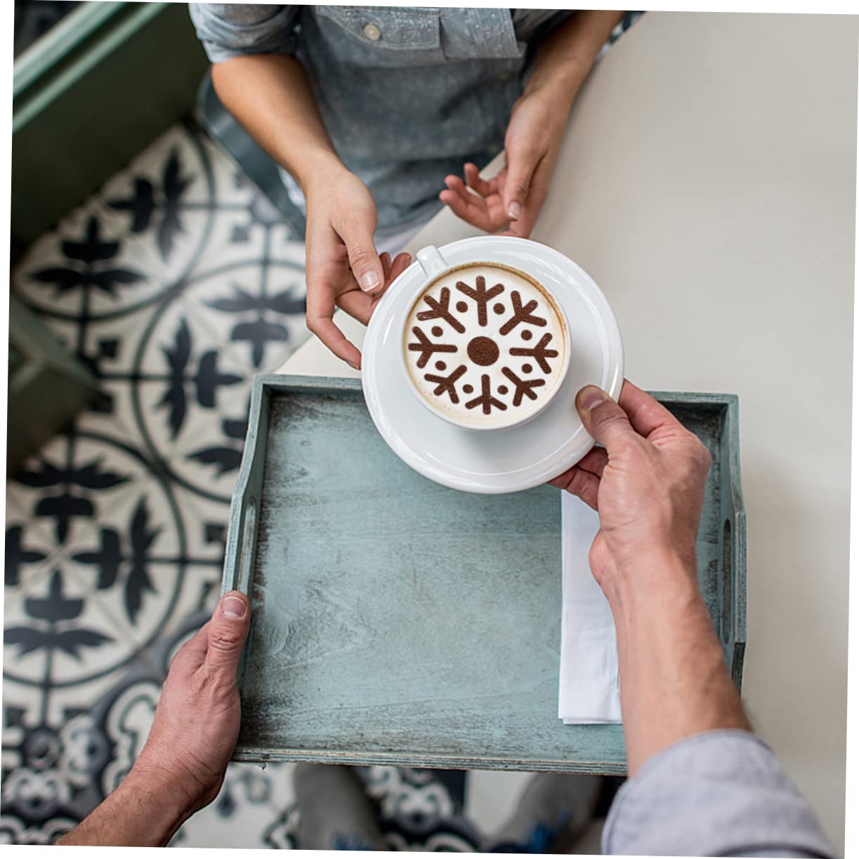 Ciieeo 3sets Stencil Acciaio Inossidabile Per Decorazioni Di Cappuccino e Latte Template Per Arte Del Caffè Facile Da Pulire e Utilizzare Vari Stili Per Creazioni Professionali