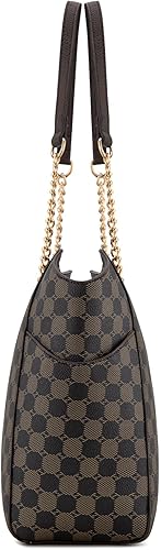 Vista 90 de Montana West Bolso de mano para mujer con asa superior con cadena Gris/Negro,M Café,M Deep Rose Rojo,verde, (M Green),Beige,Monograma