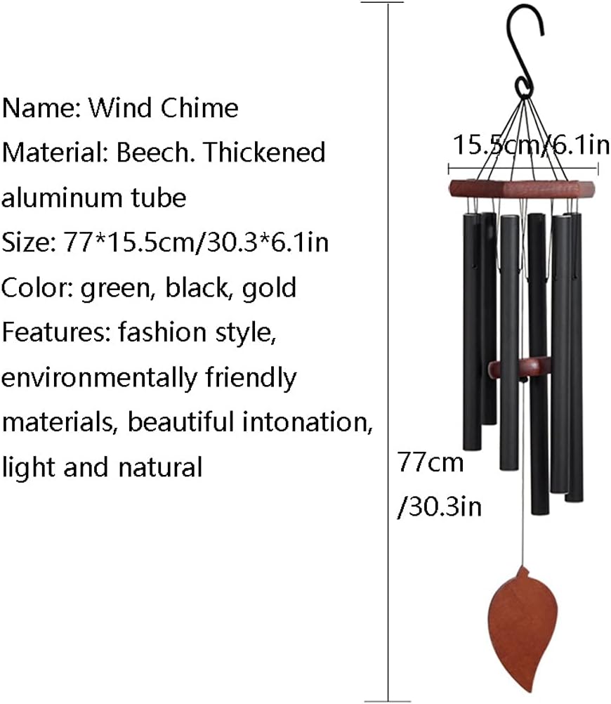Metal 6-Tube Music Wind Chimes Creative and Unique Wind Chimes with Aluminum Tubes Hooks Outdoor Commemorative Wind Chimes (Color : Gold Size : 30.3inchs) (Green 30.3inchs) image 2