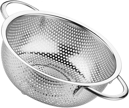 Miniatura 6 de Colador de fideos con doble asa, cesta de colador de verduras, cuenco de lavado de verduras, colador de arroz, cuenco de lavado de acero inoxidable