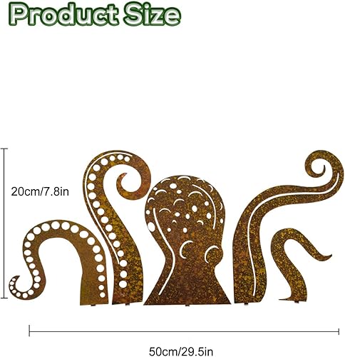 Miniatura 6 de Escultura de jardín de pulpo, silueta de pulpo, escultura artística de metal para jardín, figura de calamar para jardín, decoración de estatua de