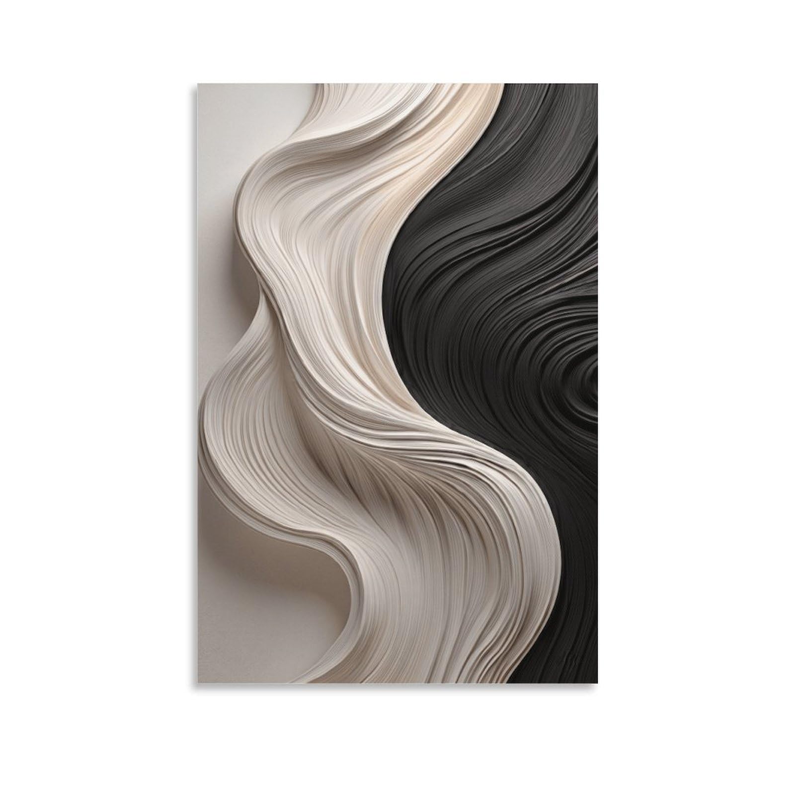 XPASHIQWC Black & White Wave Poster Artwork Canvas Prints Picture Modern Wall Art Picture Wall Hanging for Bathroom Wall Decor 20x30inch(50x75cm)