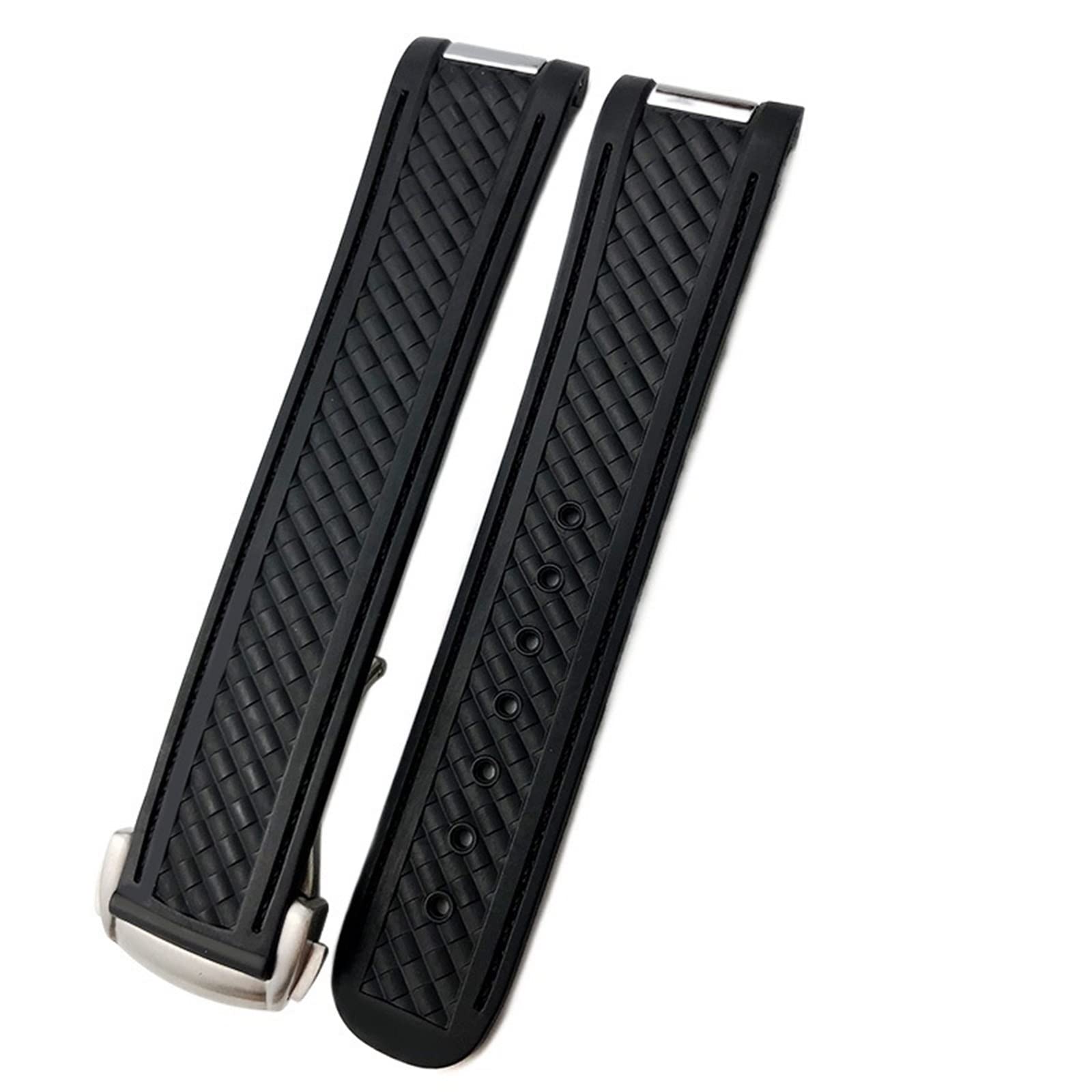 Watch Band for Omega SEAMASTER 300 AT150 DE Ville SPEEDMASTER Soft Silicone Rubber Watch Strap Watch Accessories Watch Bracelet (Color : Preto, Size : Gold Buckle)