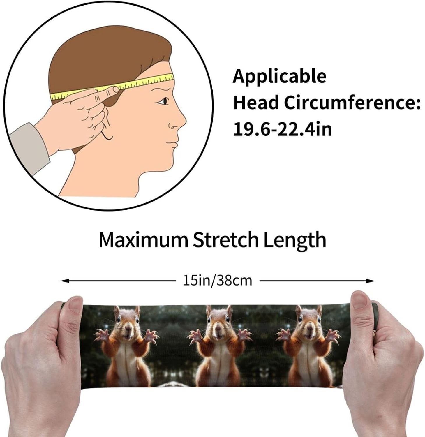 Squirrel Funny Animal Sports Headband for Men Women Wide Elastic Hair Bands Moisture Wicking Workout Sweatband Fashion Non Slip Head Bands Running Bandana for Yoga Fitness image 5