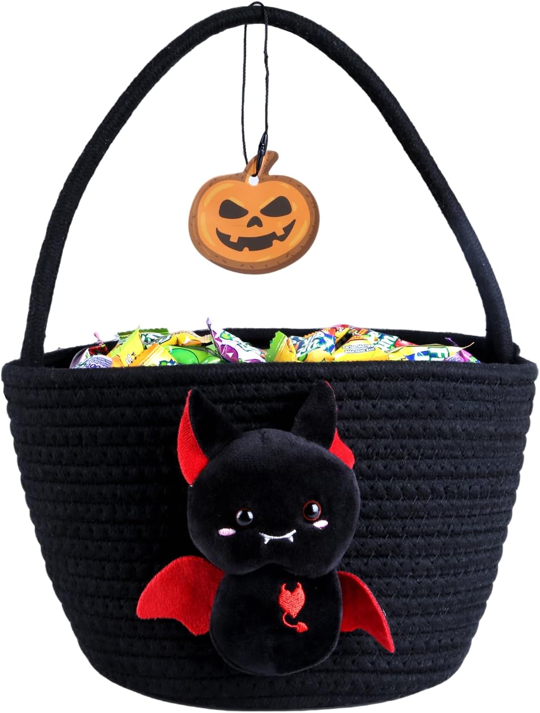 Plush Black Cat Basket – Woven Halloween & Easter Basket for Kids, Seasonal Decor for Cat Lovers, Perfect Baby Shower Gifts Basket with Handle