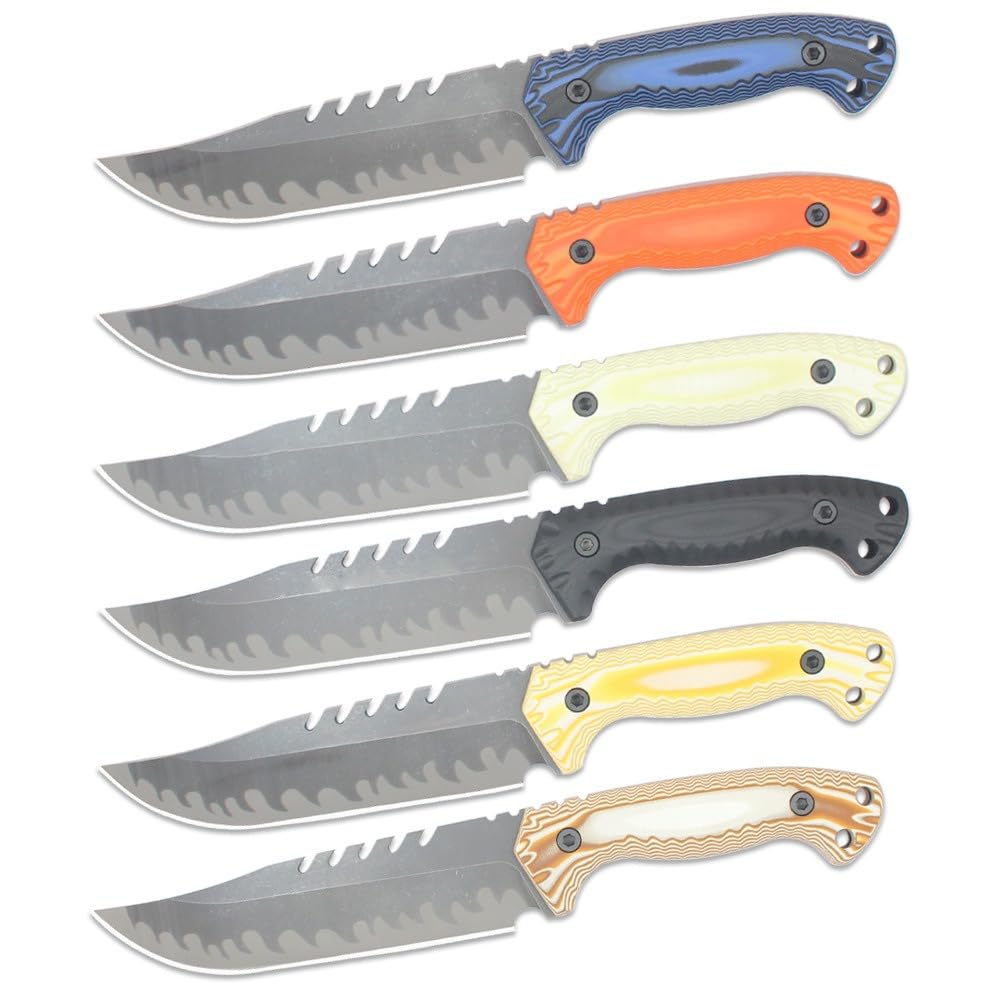 Generisch Feststehendes D2-Messer mit G10-Griff, Gesamtlänge 17,5 cm， Gelb | Kompaktes Modell mit 9 cm Klinge, 409 g Eigengewicht und Scheide zur übersichtlichen Aufbewahrung für Erwachsene.