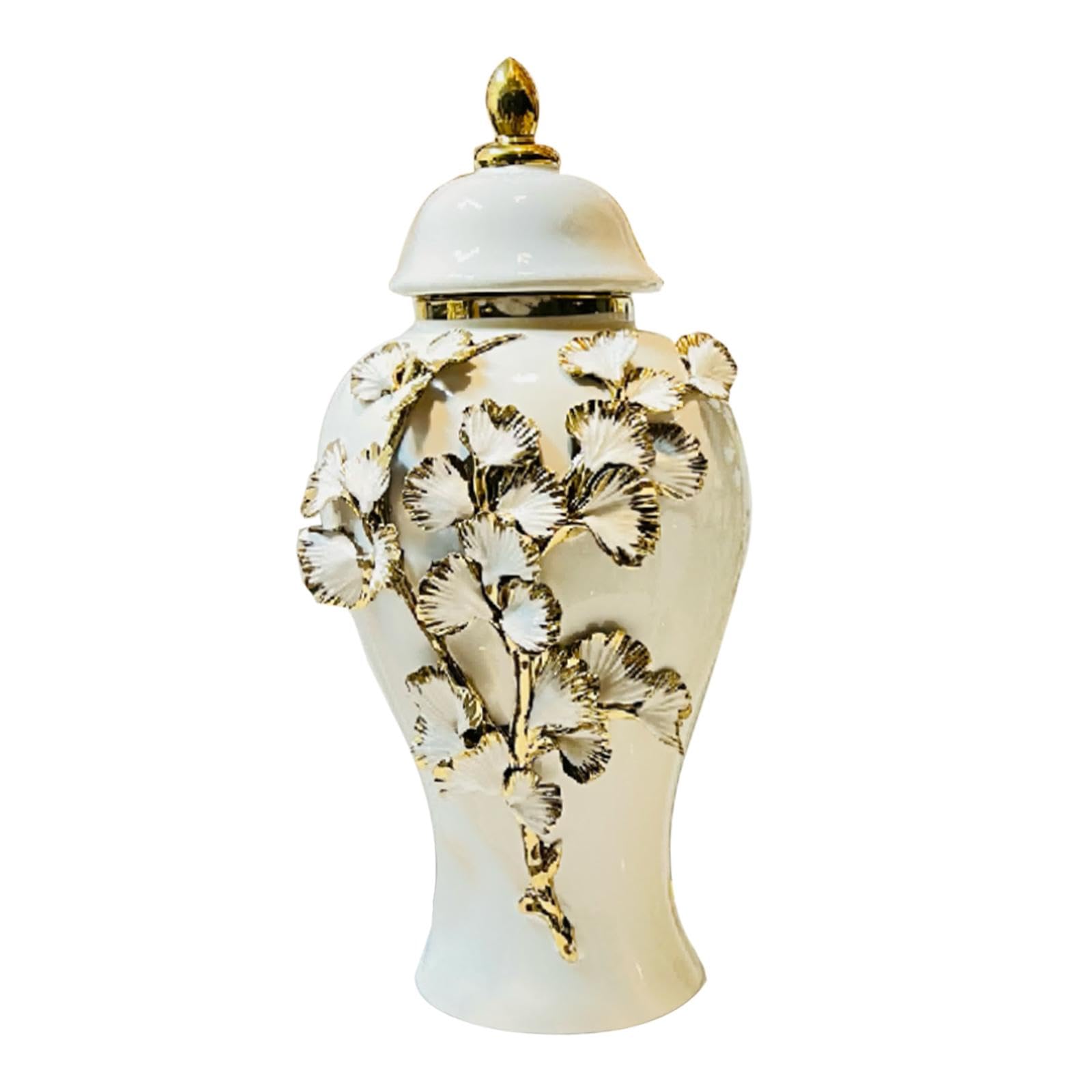 Jarrón Jengibre Cerámica Ornamento Jarro Recipiente Decorativo Superficie Lisa Adecuado para Boda Decoración de Mesa Entrada Colección, XS