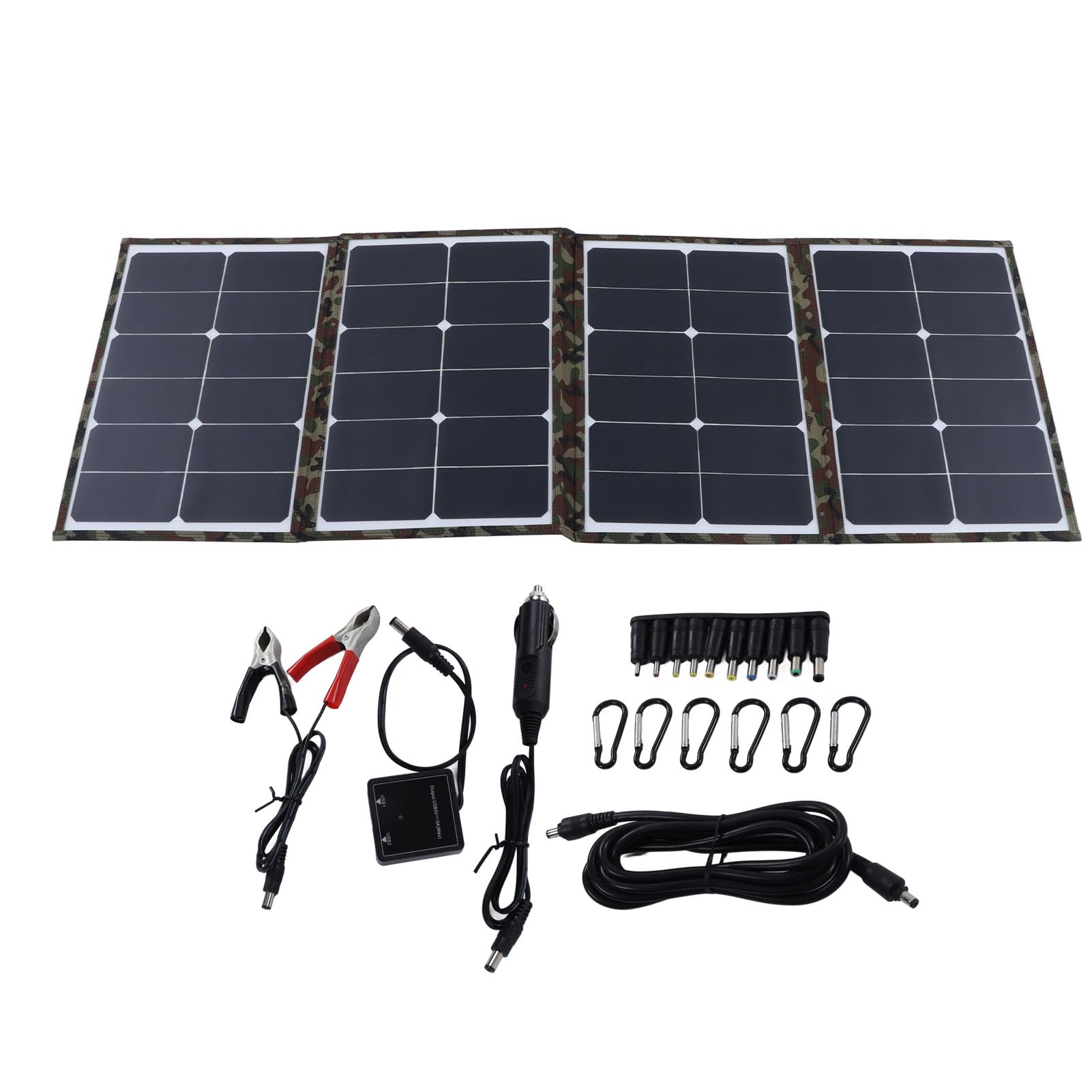 Panel Solar Plegable, Cargador Solar Portátil de 80 W con Salida USB de 5 V y 18 V CC, Diseño Plegable para Camping, Emergencia, Trabajo Al Aire Libre y Uso de Central Eléctrica