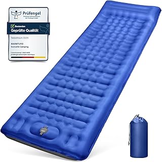 Isomatte Camping, 12CM Verdicktes Aufblasbare Matratze mit integrierte Fußpresse Pumpe und Kissen, Ultraleicht Wasserdicht Luftmatratze Outdoor, Anti-Ripstop Schlafmatte für Wandern und Strand