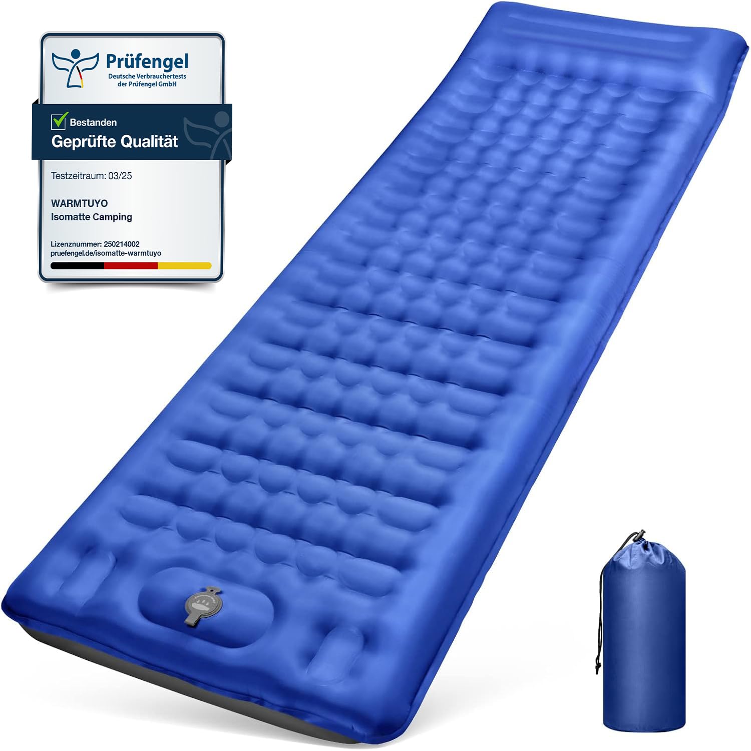 Isomatte Camping, 12CM Verdicktes Aufblasbare Matratze mit integrierte Fußpresse Pumpe und Kissen, Ultraleicht Wasserdicht Luftmatratze Outdoor, Anti-Ripstop Schlafmatte für Wandern und Strand