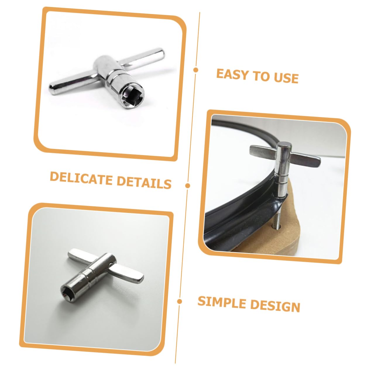 BESTonZON Drum Tuning Key Ratchet Set 4pcs T-shaped Drum Keys Durable Metal Hardware