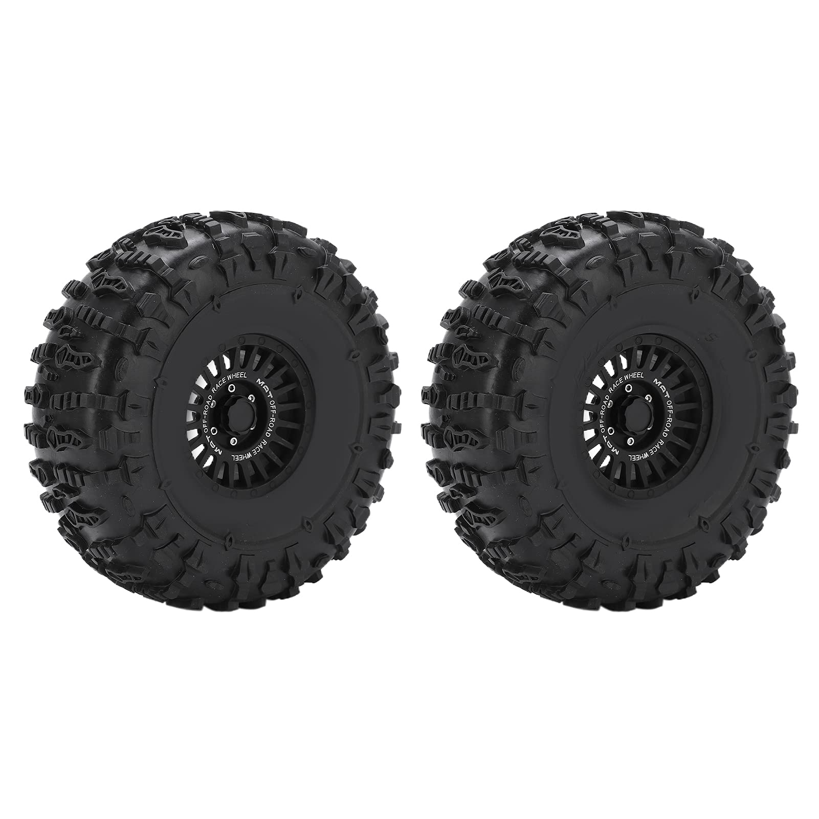 Timelli per auto telecomandate Auto Alluminio ruote in gomma in lega di gomma ad alte prestazioni forti impugnatura durevole per auto rc capra 1.9utb axi03004 rbx10 ryft 90048 (Nero)
