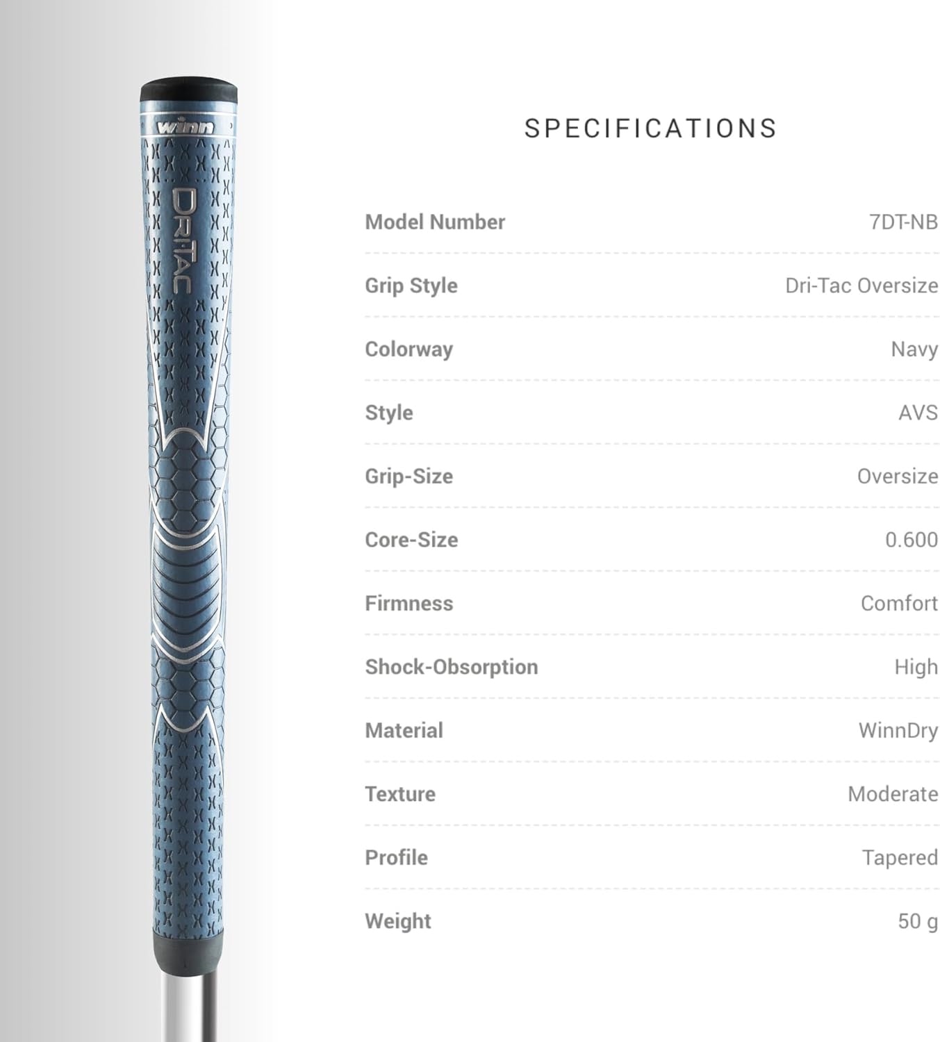 Winn Grips Dri-Tac 13 Piece Oversize (+1/8") Navy Blue Golf Grip Bundle