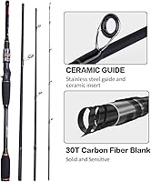 Vista 5 de Goture Cañas de Pescar de Viaje, Caña de Pescar de 4 Piezas con Estuche/Bolsa, Caña de Casting/Spinning, Caña Baitcasting Ultraligera de 7 Pies