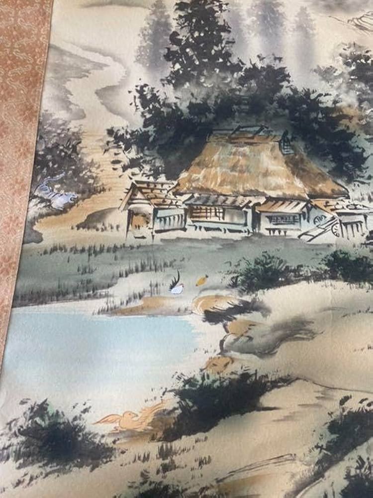 【真作】掛軸　長尾梅友　梅花と月　日本画の雅　和の美　細密画　Q100 真作】掛軸長尾梅友梅花と月日本画の雅和の美細密画Q100