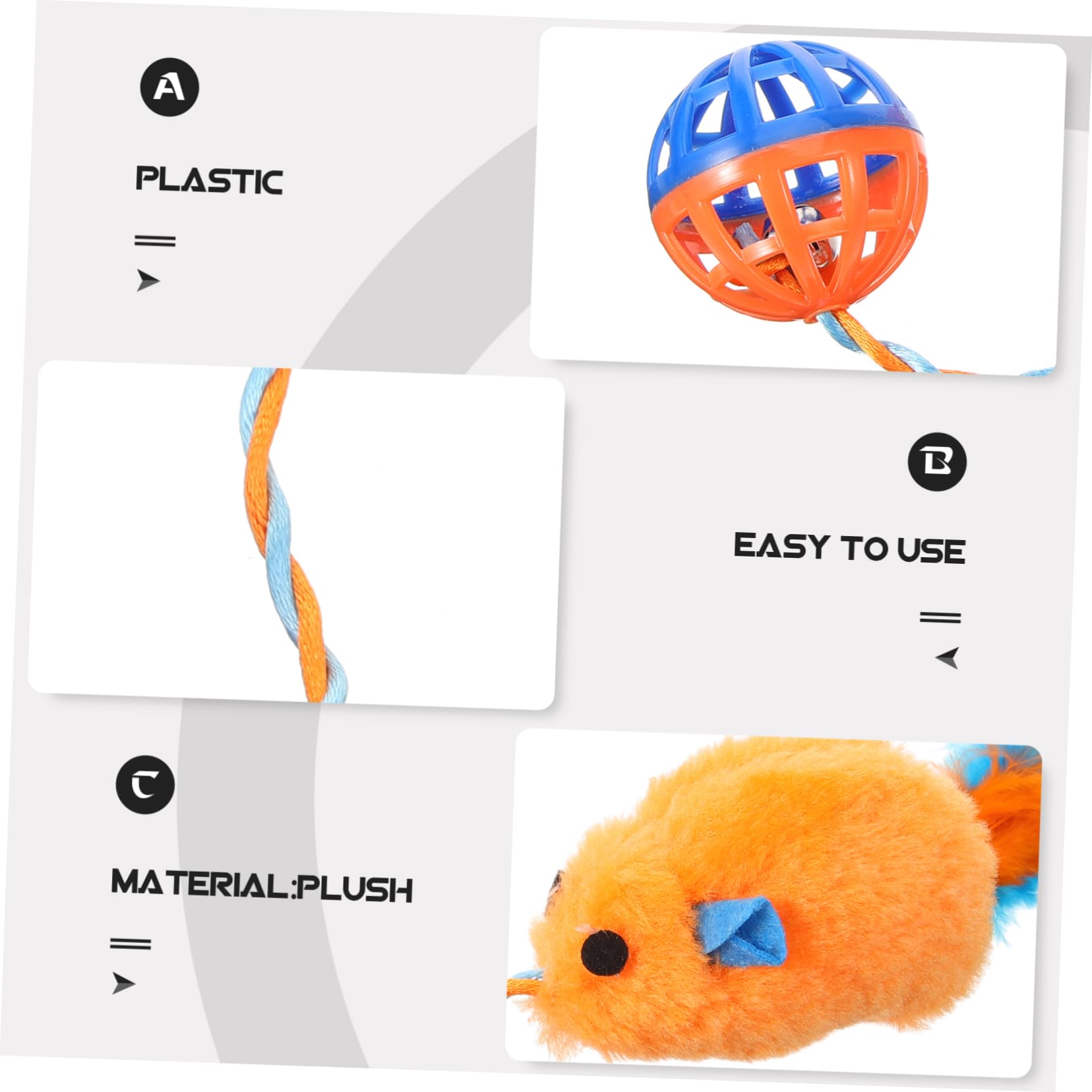 Ipetboom Jouet Interactif pour Chat D'intérieur en Peluche et Plastique avec Clochette, Jouet D'entraînement Amusant pour Chatons, Soulagement du Stress et Stimulation Interactive
